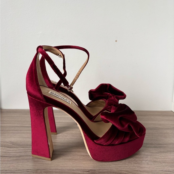 Badgley Mischka Platform Sandals Red Velvet Alora II Borvel Sz 7.5 US New❤️ - Picture 3 of 8